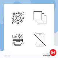 Group of 4 Filledline Flat Colors Signs and Symbols for engine hot cascade bowl devices Editable Vector Design Elements