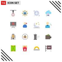 16 Thematic Vector Flat Colors and Editable Symbols of archive data chain card multimedia Editable Pack of Creative Vector Design Elements