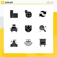 Universal Icon Symbols Group of 9 Modern Solid Glyphs of canada security rotate power electric Editable Vector Design Elements