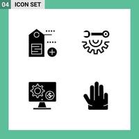 Group of Modern Solid Glyphs Set for add screen wrench wheel repair gear Editable Vector Design Elements