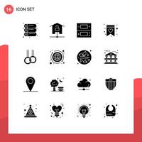 16 User Interface Solid Glyph Pack of modern Signs and Symbols of rings athletic console wish list favorite Editable Vector Design Elements