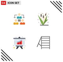 Set of 4 Modern UI Icons Symbols Signs for connection analysis communication farm presentation Editable Vector Design Elements