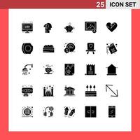 Set of 25 Commercial Solid Glyphs pack for healthcare lock human image safe Editable Vector Design Elements