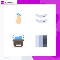 Editable Vector Line Pack of 4 Simple Flat Icons of finger bubbles arrow kayak grid Editable Vector Design Elements