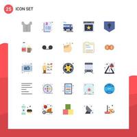 Mobile Interface Flat Color Set of 25 Pictograms of security key coach website bookmark Editable Vector Design Elements