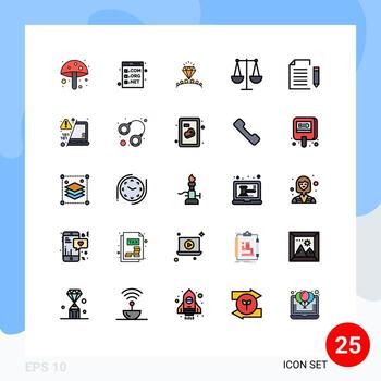 Editable Vector Line Pack of 25 Simple Filled line Flat Colors of data finance programming business wedding Editable Vector Design Elements