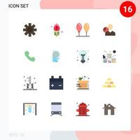 16 User Interface Flat Color Pack of modern Signs and Symbols of phone person balloon manager data Editable Pack of Creative Vector Design Elements