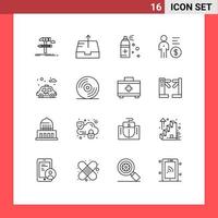 Universal Icon Symbols Group of 16 Modern Outlines of park person bottle money management Editable Vector Design Elements