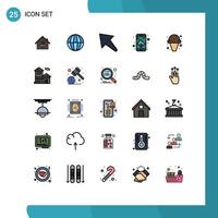 conjunto de 25 iconos de interfaz de usuario modernos signos de símbolos para la descarga de aplicaciones de globo de nube de alimentos hasta elementos de diseño de vectores editables