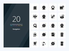 20 Navigation Solid Glyph icon for presentation vector