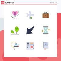 9 Flat Color concept for Websites Mobile and Apps arrow leaf bag environment earth Editable Vector Design Elements