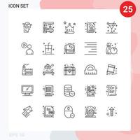 conjunto moderno de pictogramas de 25 líneas de documentos de alcohol logros arquitectura de datos arquitectura elementos de diseño vectorial editables vector