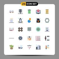 Pictogram Set of 25 Simple Flat Colors of place holder heat map hairstyle trash delete Editable Vector Design Elements