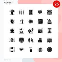 Set of 25 Commercial Solid Glyphs pack for data privacy graphic grain easel designing Editable Vector Design Elements