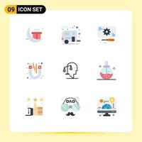 Mobile Interface Flat Color Set of 9 Pictograms of equilibrium magnetic development test laboratory Editable Vector Design Elements