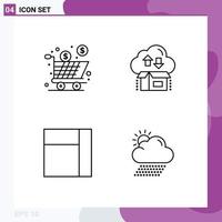 Line Pack of 4 Universal Symbols of box arrow product cloud layout Editable Vector Design Elements