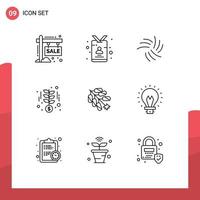 Pictogram Set of 9 Simple Outlines of money investment press growth crypto Editable Vector Design Elements