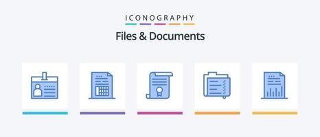 archivos y documentos paquete de iconos azul 5 que incluye documento. archivo. archivo. educación. diploma. diseño de iconos creativos vector