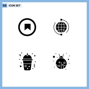 4 Thematic Vector Solid Glyphs and Editable Symbols of interface internet user connect frappe Editable Vector Design Elements