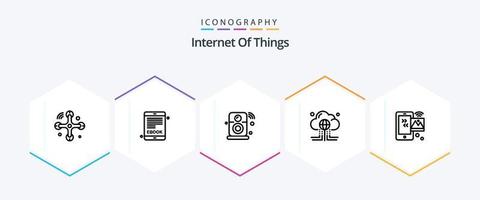 Internet Of Things 25 Line icon pack including image. global. internet. data. cloud vector