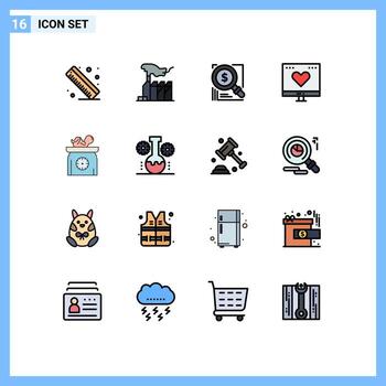 16 Flat Color Filled Line concept for Websites Mobile and Apps money like search finance solution Editable Creative Vector Design Elements