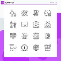 16 Thematic Vector Outlines and Editable Symbols of bath network compass database cloud Editable Vector Design Elements