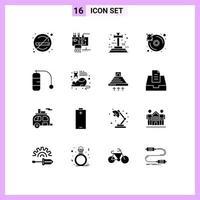 Mobile Interface Solid Glyph Set of 16 Pictograms of diving infected parts hard disk halloween Editable Vector Design Elements