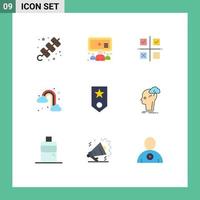 Group of 9 Modern Flat Colors Set for circled weather business rainbow production Editable Vector Design Elements