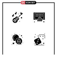 Set of 4 Modern UI Icons Symbols Signs for guitar chat music mobile easter Editable Vector Design Elements