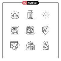 Set of 9 Vector Outlines on Grid for cyber connection fund formula board Editable Vector Design Elements