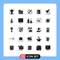 Set of 25 Modern UI Icons Symbols Signs for chemical flask extension message document education Editable Vector Design Elements