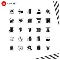 conjunto de 25 iconos de interfaz de usuario modernos signos de símbolos para búsqueda de martillo marcador de graduación móvil elementos de diseño vectorial editables vector