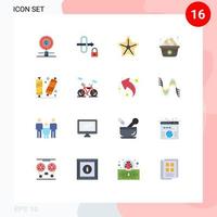 Set of 16 Modern UI Icons Symbols Signs for halloween candy beach add diet Editable Pack of Creative Vector Design Elements