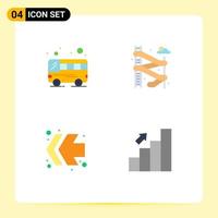 Group of 4 Modern Flat Icons Set for bus bar slider arrows chart Editable Vector Design Elements