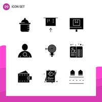 9 iconos creativos signos y símbolos modernos de solución dardos entrega objetivo búsqueda elementos de diseño vectorial editables vector
