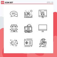 9 Thematic Vector Outlines and Editable Symbols of game mother business mom diamond Editable Vector Design Elements