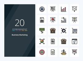 20 Business Marketing line Filled icon for presentation vector