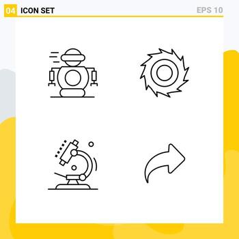 4 Universal Filledline Flat Colors Set for Web and Mobile Applications human microscope robot line blades arrow Editable Vector Design Elements