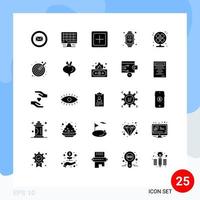 Group of 25 Solid Glyphs Signs and Symbols for fan air create internet of things hand watch Editable Vector Design Elements