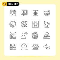 paquete de iconos de vector de stock de 16 signos y símbolos de línea para elementos básicos de diseño de vector editable de trabajo de Internet de mantenimiento web de computadora