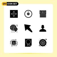 9 Creative Icons Modern Signs and Symbols of left location banking pin earth Editable Vector Design Elements