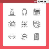 9 Creative Icons Modern Signs and Symbols of money currency content coin water Editable Vector Design Elements