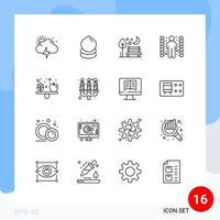 User Interface Pack of 16 Basic Outlines of diet task moon maze challenge Editable Vector Design Elements