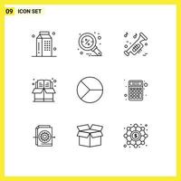 9 Universal Outlines Set for Web and Mobile Applications business education search bookmark university Editable Vector Design Elements