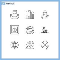 9 iconos creativos signos y símbolos modernos de caja de mano caja de productos de comercio electrónico elementos de diseño vectorial editables vector