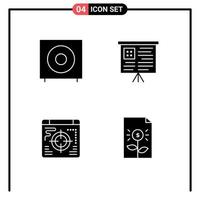 Set of Vector Solid Glyphs on Grid for bass business products chart bank Editable Vector Design Elements