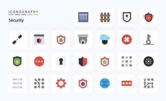 paquete de iconos de 25 colores planos de seguridad vector