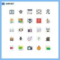 25 Universal Flat Colors Set for Web and Mobile Applications growth yuan space money play Editable Vector Design Elements