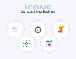 startups y nuevos negocios flat icon pack 5 diseño de iconos. estrella. insignia. proyecto. medalla. fecha límite vector