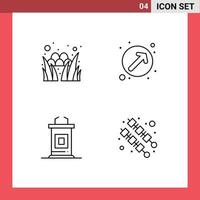 Set of 4 Modern UI Icons Symbols Signs for egg conference festival pointer professor Editable Vector Design Elements